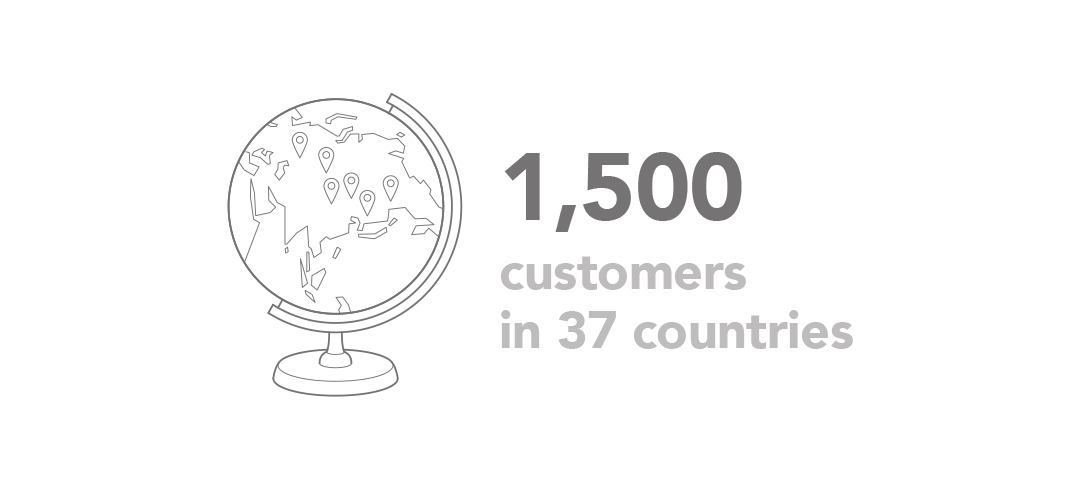 1500 customers in 37 countries